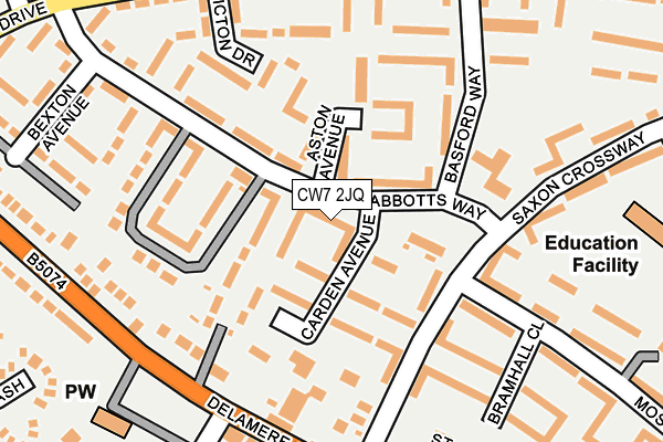 CW7 2JQ map - OS OpenMap – Local (Ordnance Survey) CW7 2JQ map - OS OpenMap – Local (Ordnance Survey)