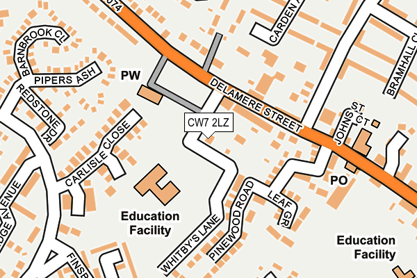CW7 2LZ map - OS OpenMap – Local (Ordnance Survey) CW7 2LZ map - OS OpenMap – Local (Ordnance Survey)