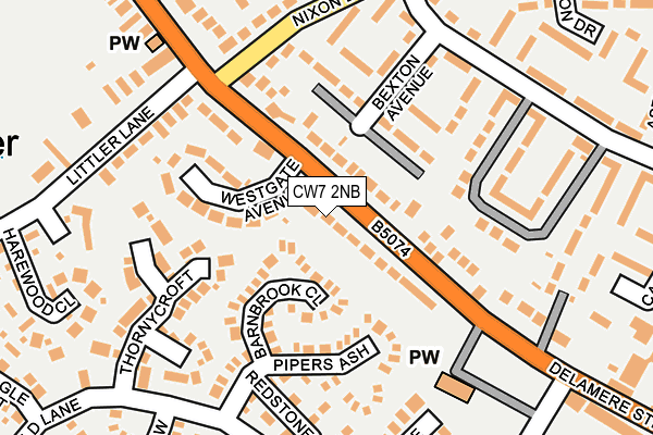 CW7 2NB map - OS OpenMap – Local (Ordnance Survey) CW7 2NB map - OS OpenMap – Local (Ordnance Survey)