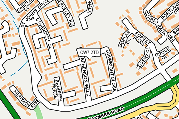 CW7 2TD map - OS OpenMap – Local (Ordnance Survey) CW7 2TD map - OS OpenMap – Local (Ordnance Survey)