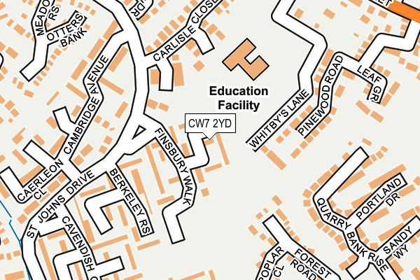 CW7 2YD map - OS OpenMap – Local (Ordnance Survey) CW7 2YD map - OS OpenMap – Local (Ordnance Survey)