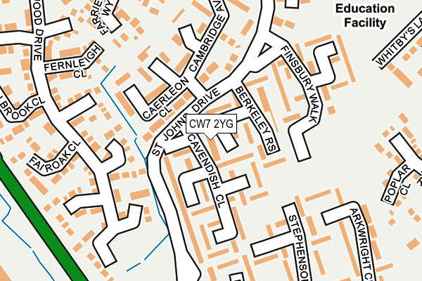 CW7 2YG map - OS OpenMap – Local (Ordnance Survey) CW7 2YG map - OS OpenMap – Local (Ordnance Survey)