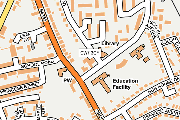 CW7 3GY map - OS OpenMap – Local (Ordnance Survey) CW7 3GY map - OS OpenMap – Local (Ordnance Survey)