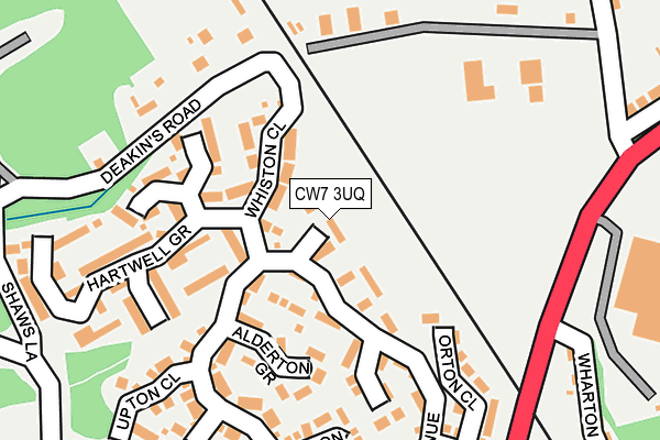 CW7 3UQ map - OS OpenMap – Local (Ordnance Survey) CW7 3UQ map - OS OpenMap – Local (Ordnance Survey)