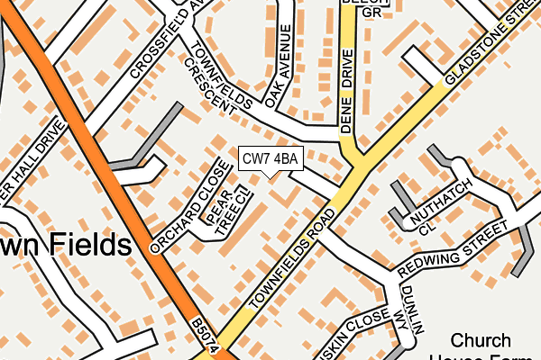 CW7 4BA map - OS OpenMap – Local (Ordnance Survey) CW7 4BA map - OS OpenMap – Local (Ordnance Survey)
