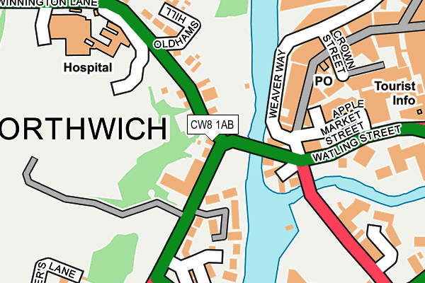 CW8 1AB map - OS OpenMap – Local (Ordnance Survey) CW8 1AB map - OS OpenMap – Local (Ordnance Survey)