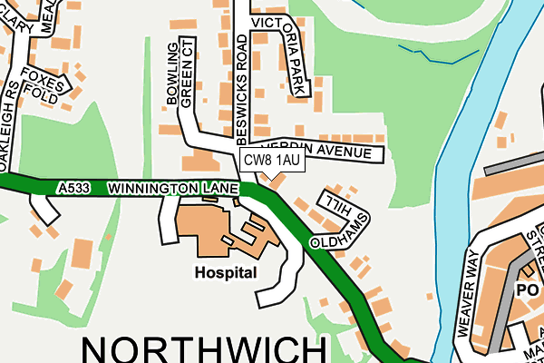 CW8 1AU map - OS OpenMap – Local (Ordnance Survey) CW8 1AU map - OS OpenMap – Local (Ordnance Survey)