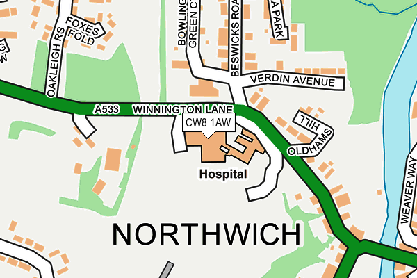 CW8 1AW map - OS OpenMap – Local (Ordnance Survey) CW8 1AW map - OS OpenMap – Local (Ordnance Survey)