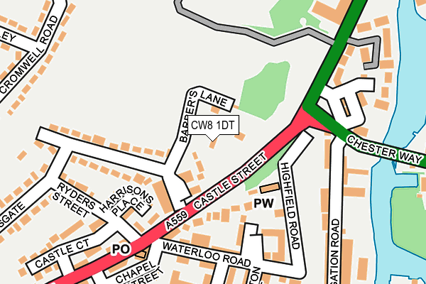 CW8 1DT map - OS OpenMap – Local (Ordnance Survey) CW8 1DT map - OS OpenMap – Local (Ordnance Survey)