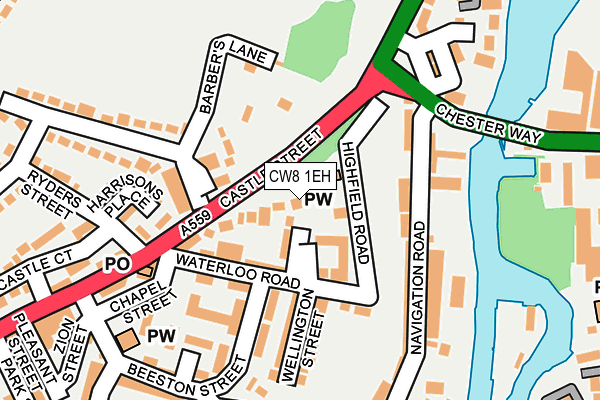 CW8 1EH map - OS OpenMap – Local (Ordnance Survey) CW8 1EH map - OS OpenMap – Local (Ordnance Survey)