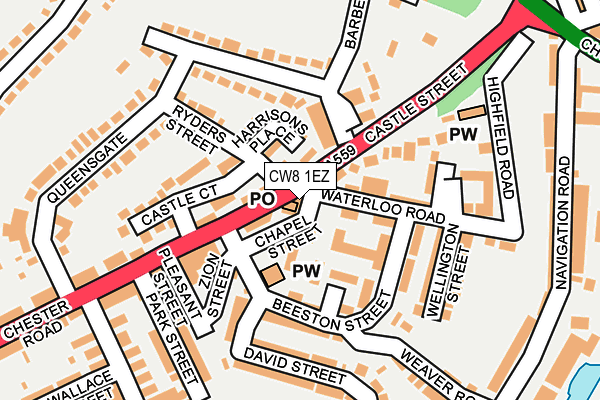 CW8 1EZ map - OS OpenMap – Local (Ordnance Survey) CW8 1EZ map - OS OpenMap – Local (Ordnance Survey)
