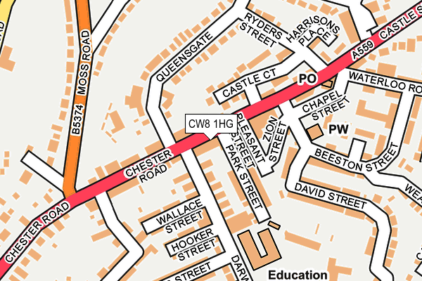 CW8 1HG map - OS OpenMap – Local (Ordnance Survey) CW8 1HG map - OS OpenMap – Local (Ordnance Survey)