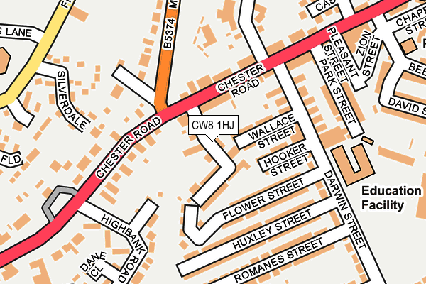 CW8 1HJ map - OS OpenMap – Local (Ordnance Survey) CW8 1HJ map - OS OpenMap – Local (Ordnance Survey)