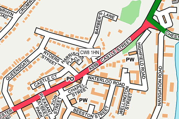 CW8 1HN map - OS OpenMap – Local (Ordnance Survey) CW8 1HN map - OS OpenMap – Local (Ordnance Survey)