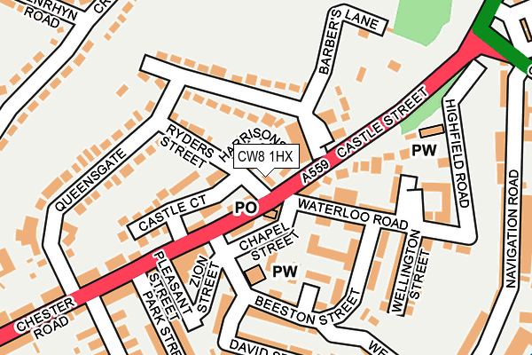 CW8 1HX map - OS OpenMap – Local (Ordnance Survey)