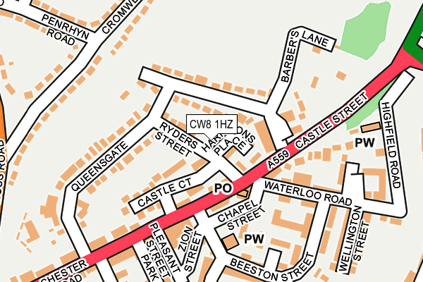 CW8 1HZ map - OS OpenMap – Local (Ordnance Survey) CW8 1HZ map - OS OpenMap – Local (Ordnance Survey)