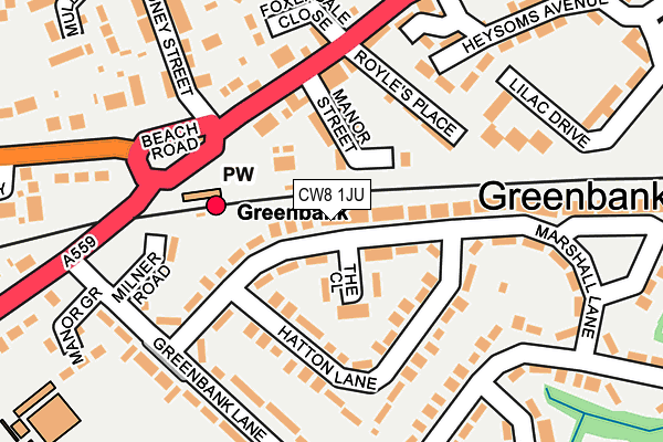 CW8 1JU map - OS OpenMap – Local (Ordnance Survey) CW8 1JU map - OS OpenMap – Local (Ordnance Survey)