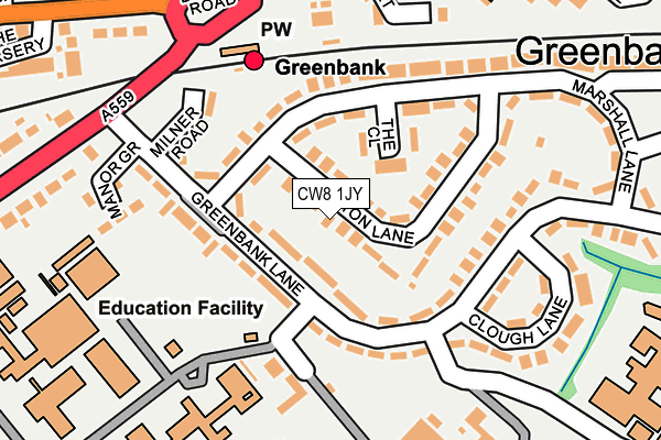 CW8 1JY map - OS OpenMap – Local (Ordnance Survey) CW8 1JY map - OS OpenMap – Local (Ordnance Survey)