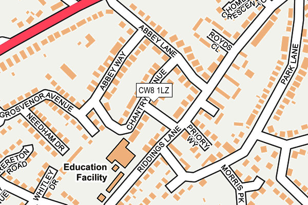 CW8 1LZ map - OS OpenMap – Local (Ordnance Survey) CW8 1LZ map - OS OpenMap – Local (Ordnance Survey)