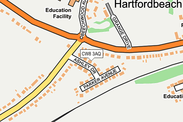 CW8 3AQ map - OS OpenMap – Local (Ordnance Survey) CW8 3AQ map - OS OpenMap – Local (Ordnance Survey)