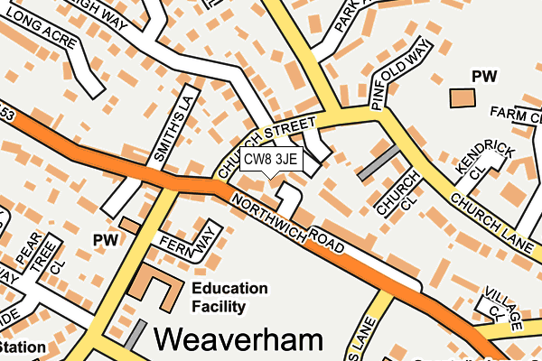 CW8 3JE map - OS OpenMap – Local (Ordnance Survey) CW8 3JE map - OS OpenMap – Local (Ordnance Survey)