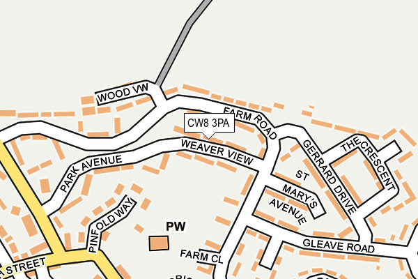 CW8 3PA map - OS OpenMap – Local (Ordnance Survey) CW8 3PA map - OS OpenMap – Local (Ordnance Survey)