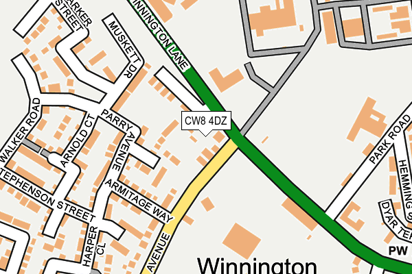 CW8 4DZ map - OS OpenMap – Local (Ordnance Survey) CW8 4DZ map - OS OpenMap – Local (Ordnance Survey)