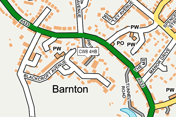 CW8 4HB map - OS OpenMap – Local (Ordnance Survey) CW8 4HB map - OS OpenMap – Local (Ordnance Survey)