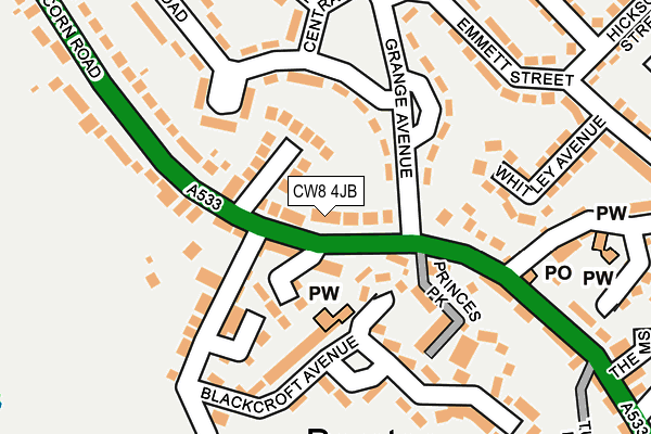CW8 4JB map - OS OpenMap – Local (Ordnance Survey) CW8 4JB map - OS OpenMap – Local (Ordnance Survey)