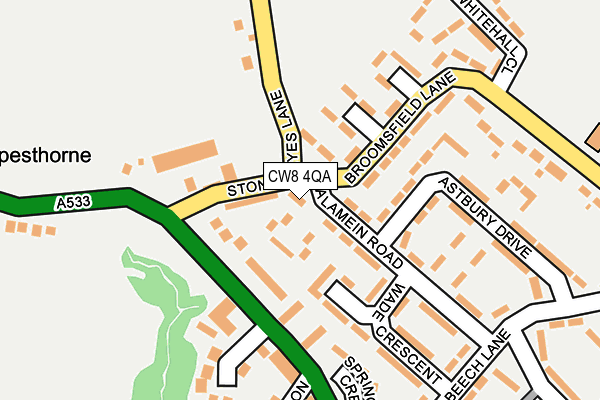 CW8 4QA map - OS OpenMap – Local (Ordnance Survey) CW8 4QA map - OS OpenMap – Local (Ordnance Survey)