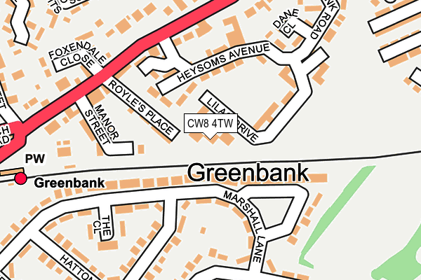 CW8 4TW map - OS OpenMap – Local (Ordnance Survey) CW8 4TW map - OS OpenMap – Local (Ordnance Survey)