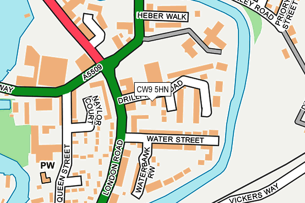 CW9 5HN map - OS OpenMap – Local (Ordnance Survey) CW9 5HN map - OS OpenMap – Local (Ordnance Survey)