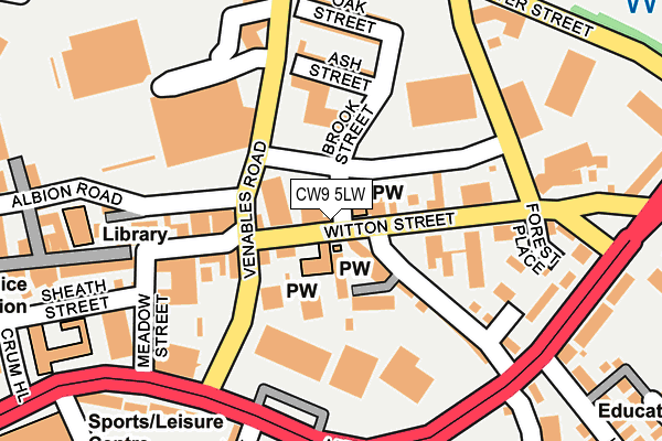 CW9 5LW map - OS OpenMap – Local (Ordnance Survey) CW9 5LW map - OS OpenMap – Local (Ordnance Survey)