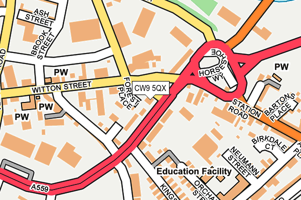 CW9 5QX map - OS OpenMap – Local (Ordnance Survey) CW9 5QX map - OS OpenMap – Local (Ordnance Survey)