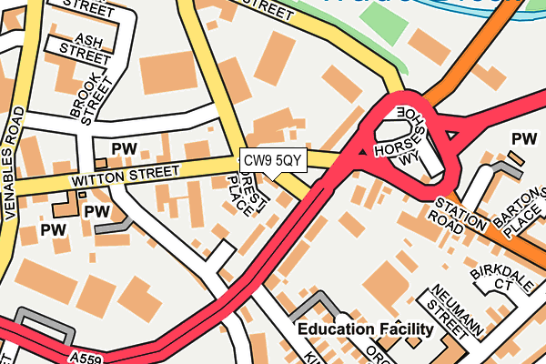 CW9 5QY map - OS OpenMap – Local (Ordnance Survey) CW9 5QY map - OS OpenMap – Local (Ordnance Survey)