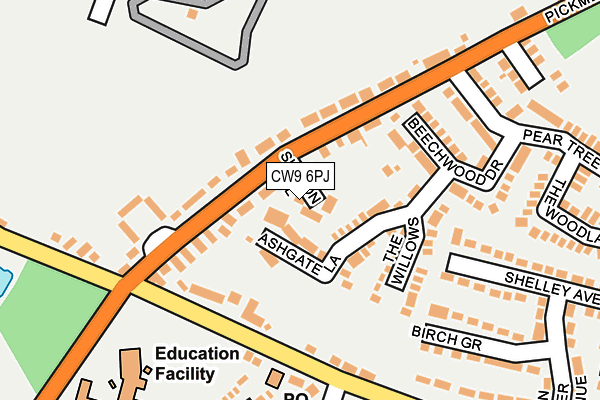 CW9 6PJ map - OS OpenMap – Local (Ordnance Survey) CW9 6PJ map - OS OpenMap – Local (Ordnance Survey)