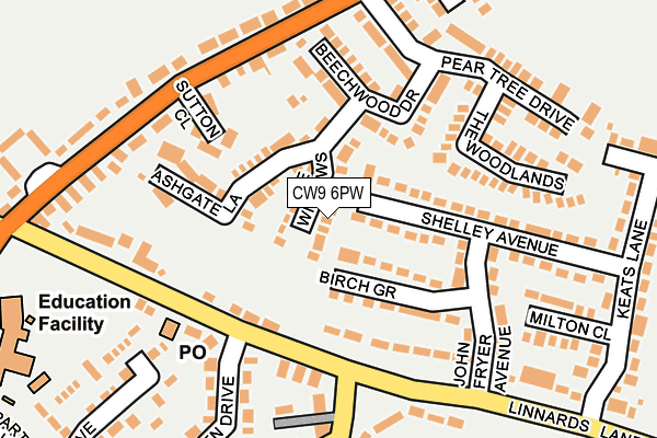 CW9 6PW map - OS OpenMap – Local (Ordnance Survey) CW9 6PW map - OS OpenMap – Local (Ordnance Survey)