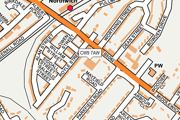 CW9 7AW map - OS OpenMap – Local (Ordnance Survey) CW9 7AW map - OS OpenMap – Local (Ordnance Survey)