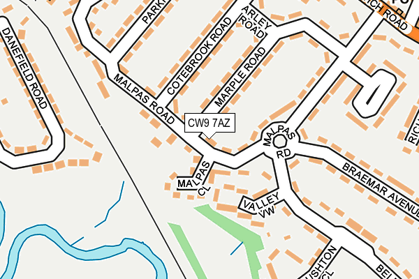 CW9 7AZ map - OS OpenMap – Local (Ordnance Survey) CW9 7AZ map - OS OpenMap – Local (Ordnance Survey)