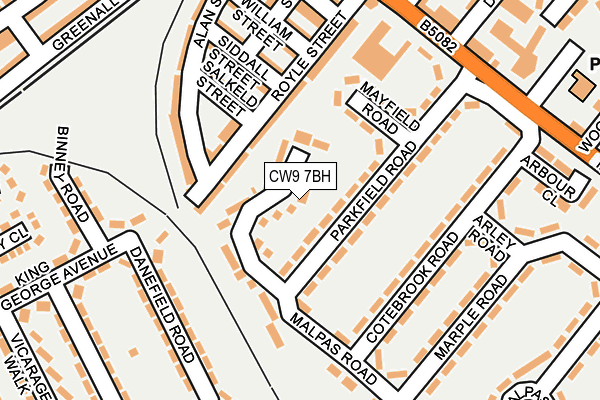 CW9 7BH map - OS OpenMap – Local (Ordnance Survey) CW9 7BH map - OS OpenMap – Local (Ordnance Survey)