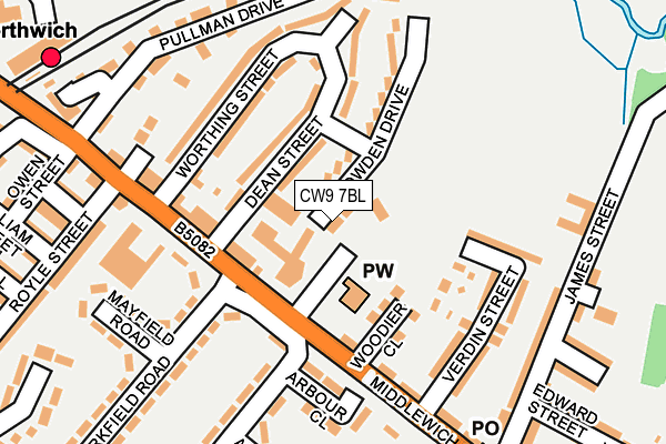 CW9 7BL map - OS OpenMap – Local (Ordnance Survey) CW9 7BL map - OS OpenMap – Local (Ordnance Survey)