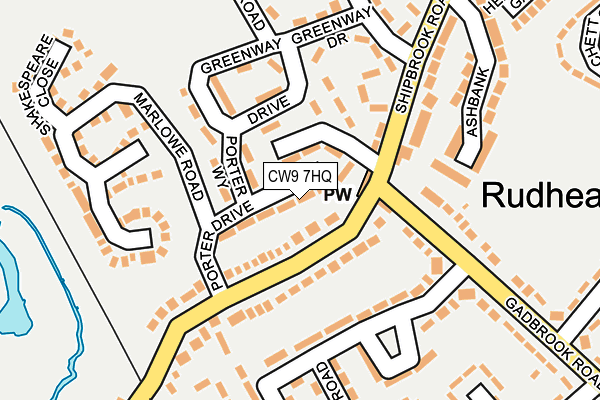 CW9 7HQ map - OS OpenMap – Local (Ordnance Survey) CW9 7HQ map - OS OpenMap – Local (Ordnance Survey)