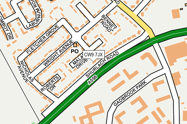 CW9 7JX map - OS OpenMap – Local (Ordnance Survey) CW9 7JX map - OS OpenMap – Local (Ordnance Survey)