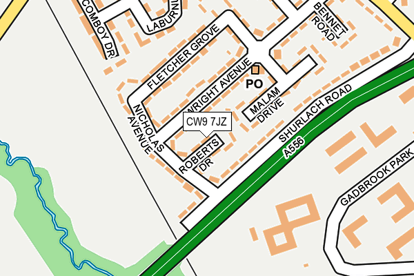 CW9 7JZ map - OS OpenMap – Local (Ordnance Survey) CW9 7JZ map - OS OpenMap – Local (Ordnance Survey)