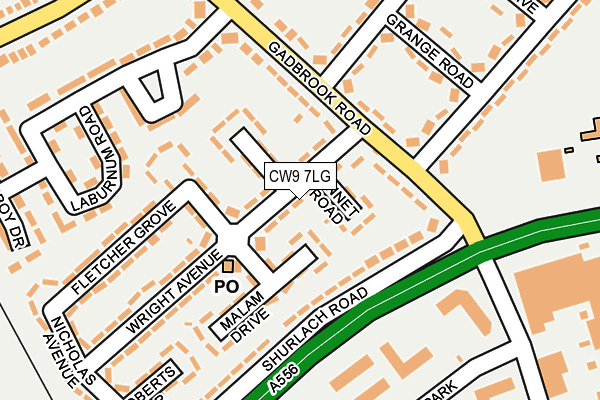 CW9 7LG map - OS OpenMap – Local (Ordnance Survey) CW9 7LG map - OS OpenMap – Local (Ordnance Survey)