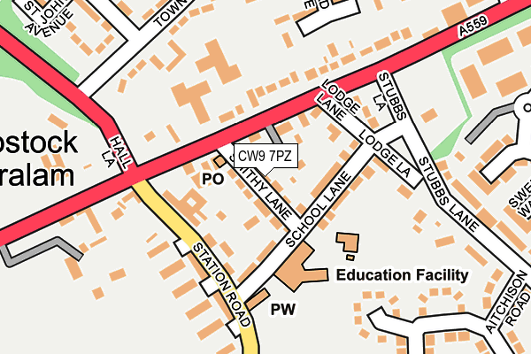 CW9 7PZ map - OS OpenMap – Local (Ordnance Survey) CW9 7PZ map - OS OpenMap – Local (Ordnance Survey)