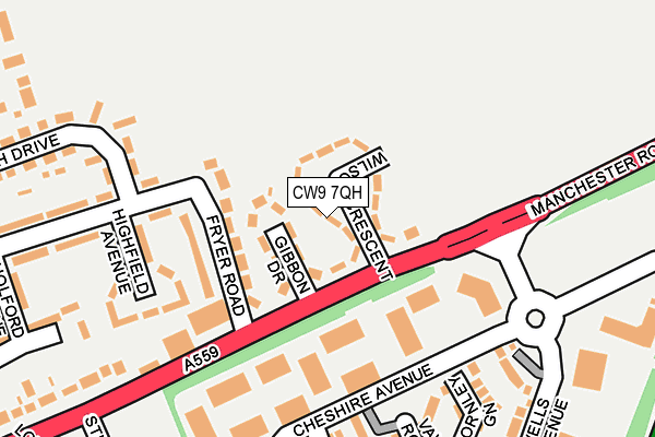 CW9 7QH map - OS OpenMap – Local (Ordnance Survey)