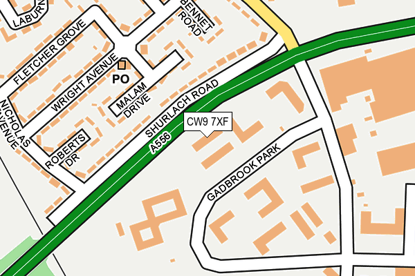 CW9 7XF map - OS OpenMap – Local (Ordnance Survey) CW9 7XF map - OS OpenMap – Local (Ordnance Survey)