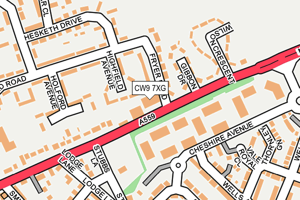 CW9 7XG map - OS OpenMap – Local (Ordnance Survey)