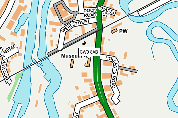 CW9 8AB map - OS OpenMap – Local (Ordnance Survey) CW9 8AB map - OS OpenMap – Local (Ordnance Survey)